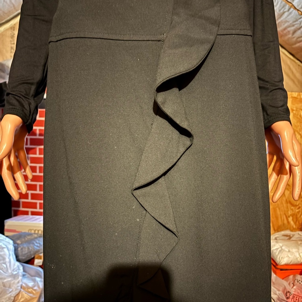 Ladies Body By Victoria Black Ruffled Knee Length Skirt Size 6